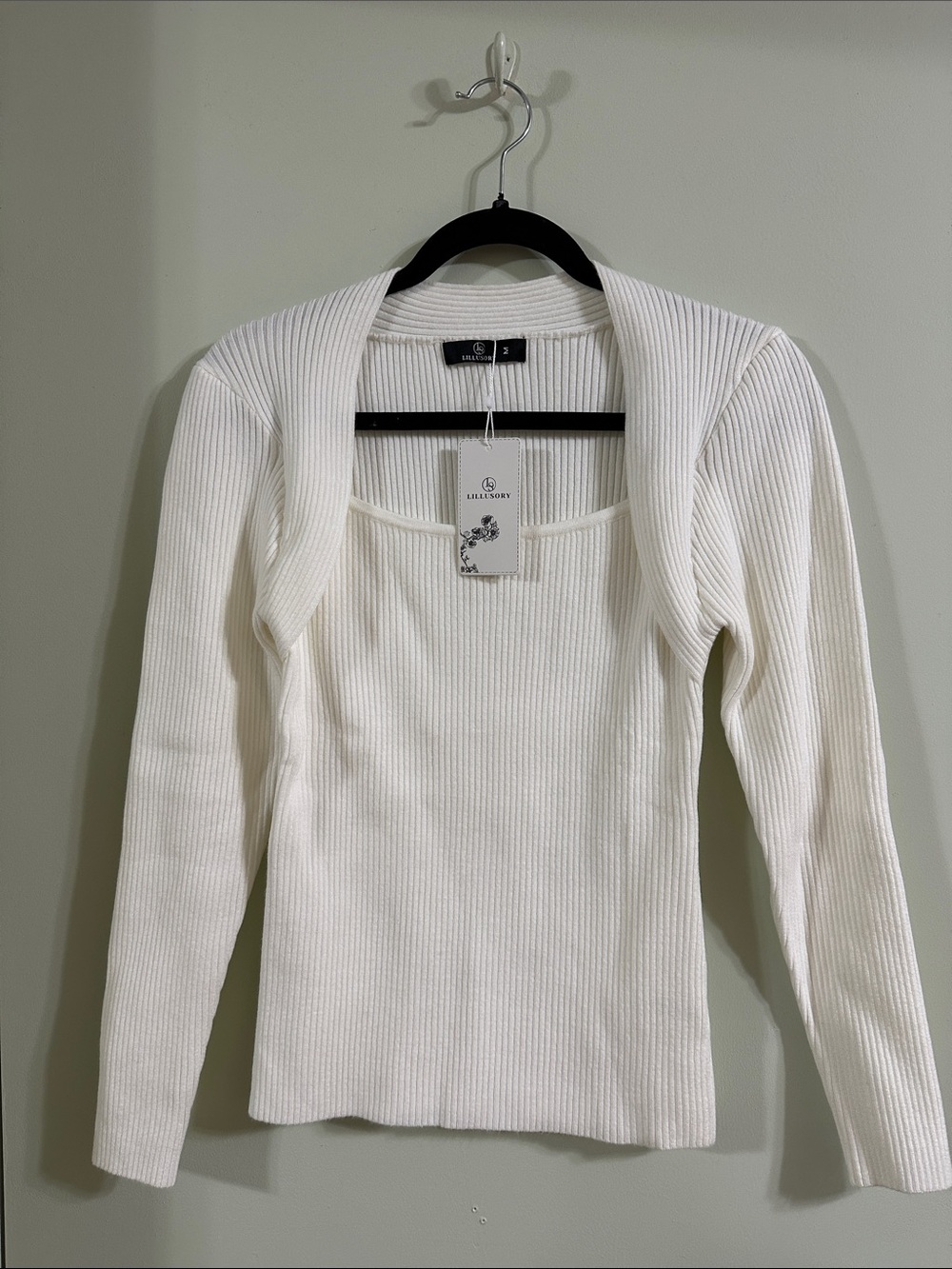 Women's Cream Ribbed Long-Sleeve Sweater - Illusory